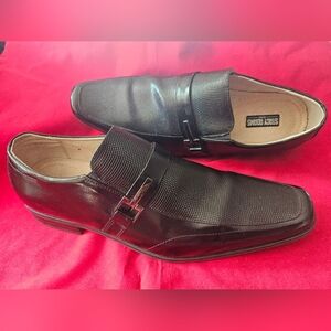 Stacy Adams Textured Loafers size 12M Rich Black Color Polished Buckle Accent